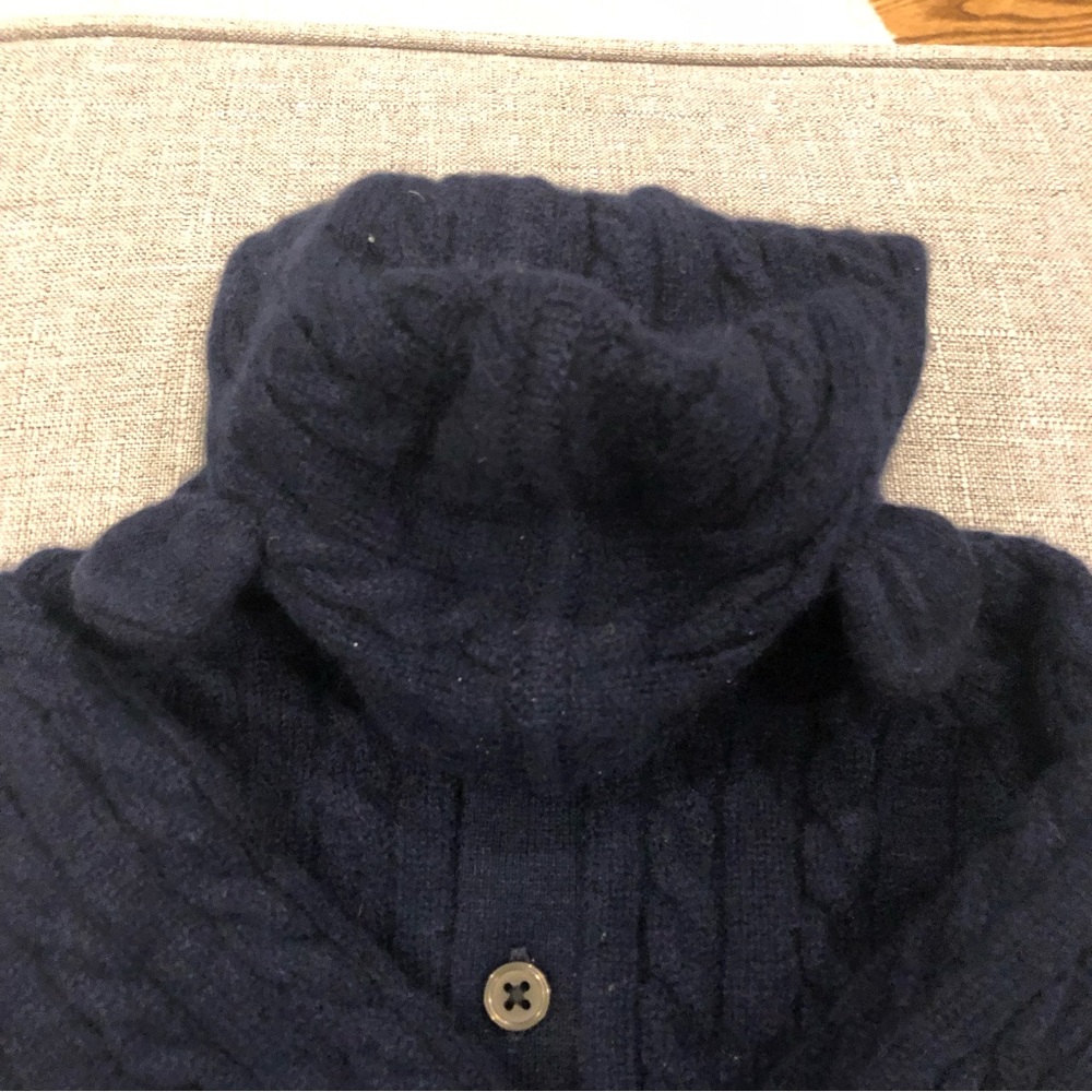 J Crew Baby Cashmere Navy Cable Knit Bear Romper - Picture 4 of 5